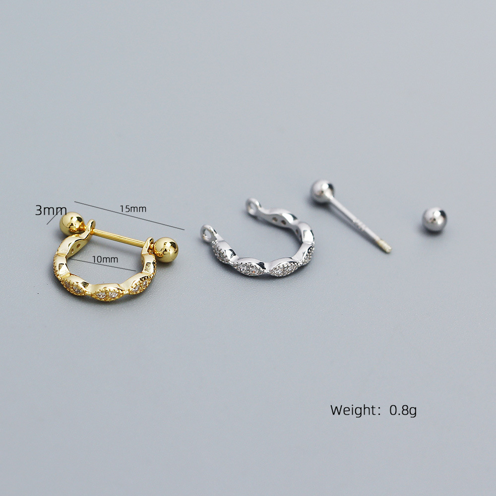 1 Paar IG-Stil Einfacher Stil Geometrisch Überzug Inlay Sterling Silber Künstlicher Diamant Ohrringe display picture 2