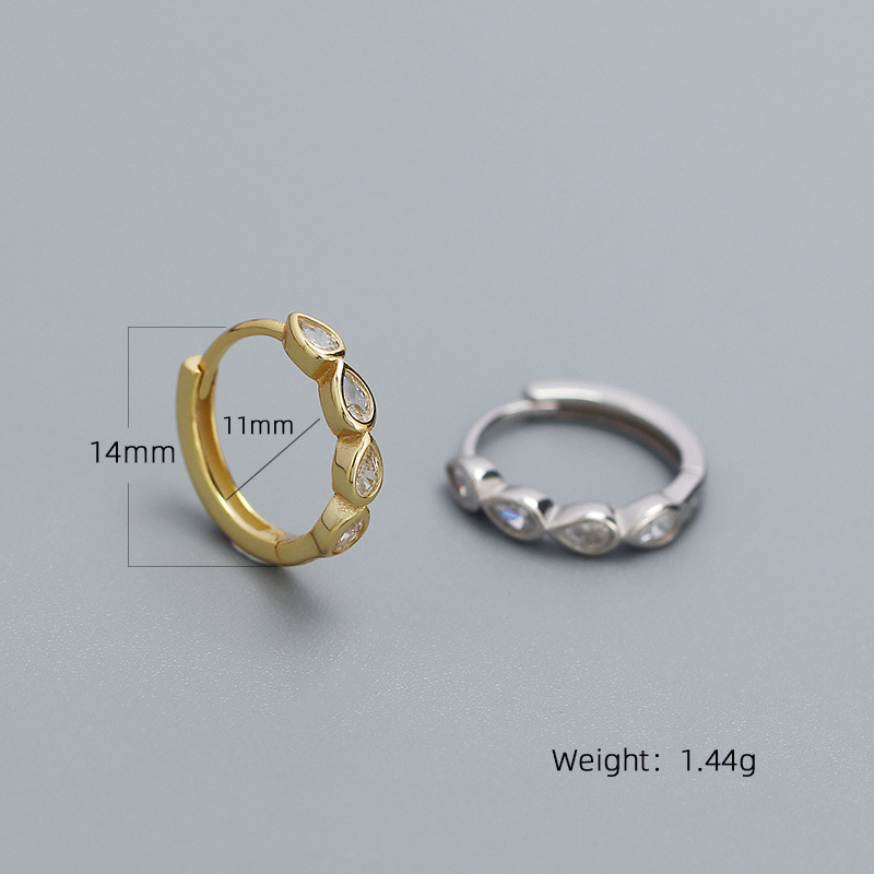 1 Pair IG Style Simple Style Water Droplets Plating Inlay Sterling Silver Zircon Hoop Earrings display picture 2
