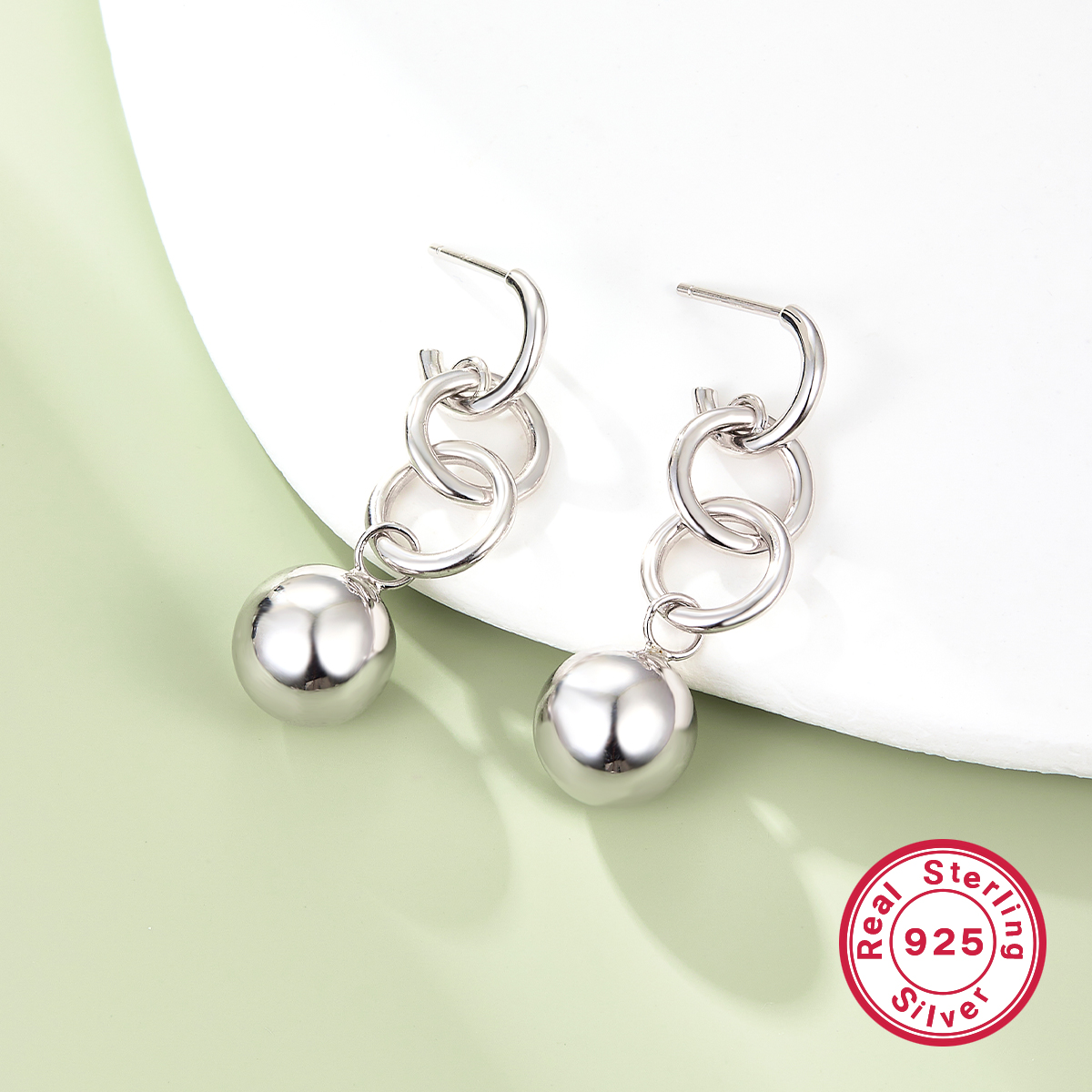 1 Paire Élégant Style Simple Géométrique Argent Sterling Or Blanc Plaqué Boucles D'oreilles display picture 4