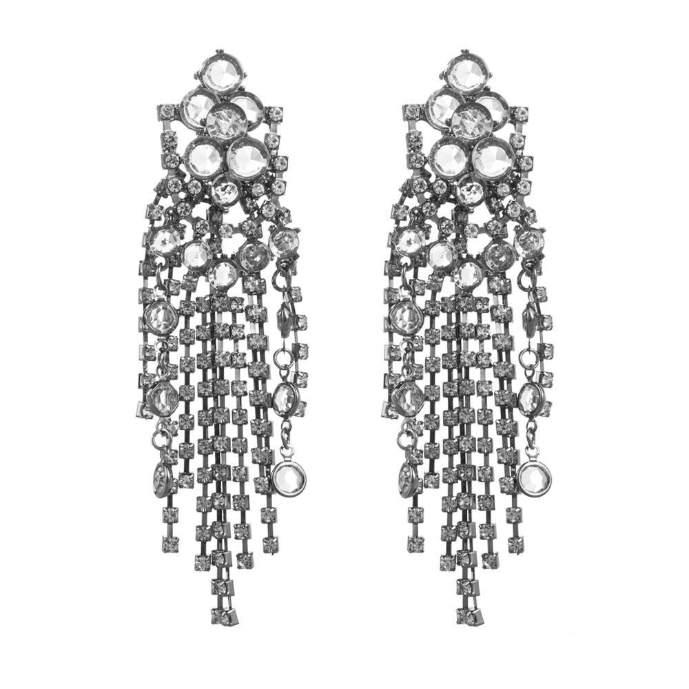 1 Pair Casual Tassel Plating Inlay Alloy Rhinestones Gold Plated Silver Plated Drop Earrings display picture 6