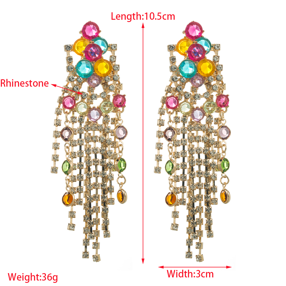 1 Pair Casual Tassel Plating Inlay Alloy Rhinestones Gold Plated Silver Plated Drop Earrings display picture 1