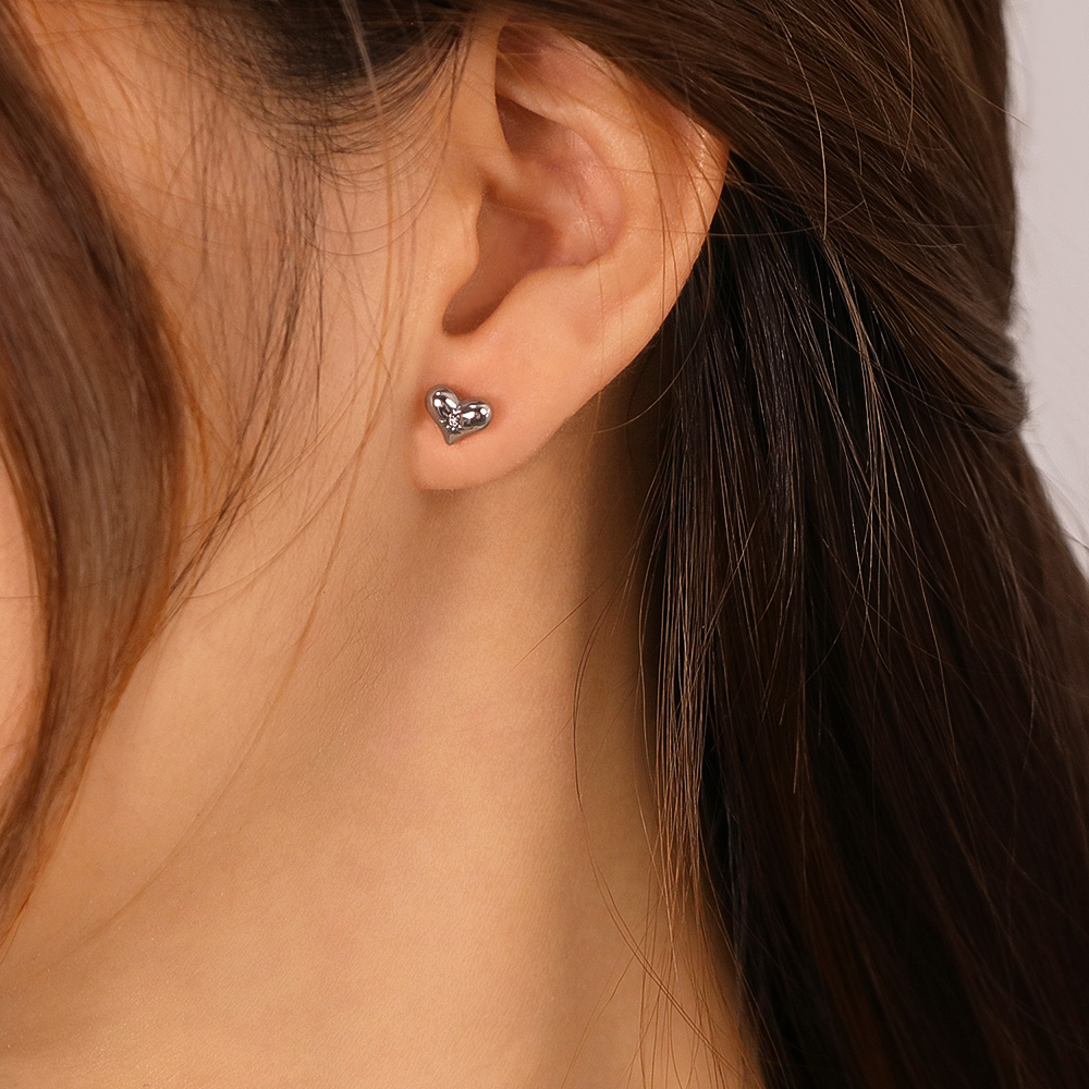 1 Pair Casual Simple Style Heart Shape Stainless Steel Zircon Ear Studs display picture 9