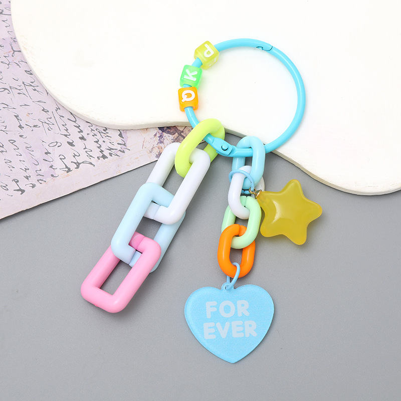 Sweet Letter Star Heart Shape Arylic Plating Keychain display picture 16