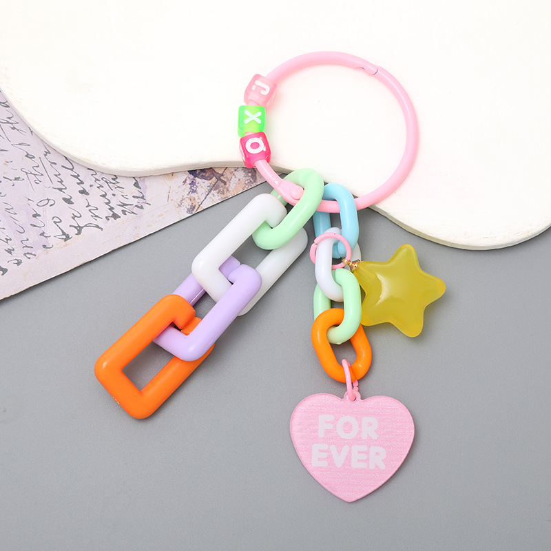 Sweet Letter Star Heart Shape Arylic Plating Keychain display picture 19