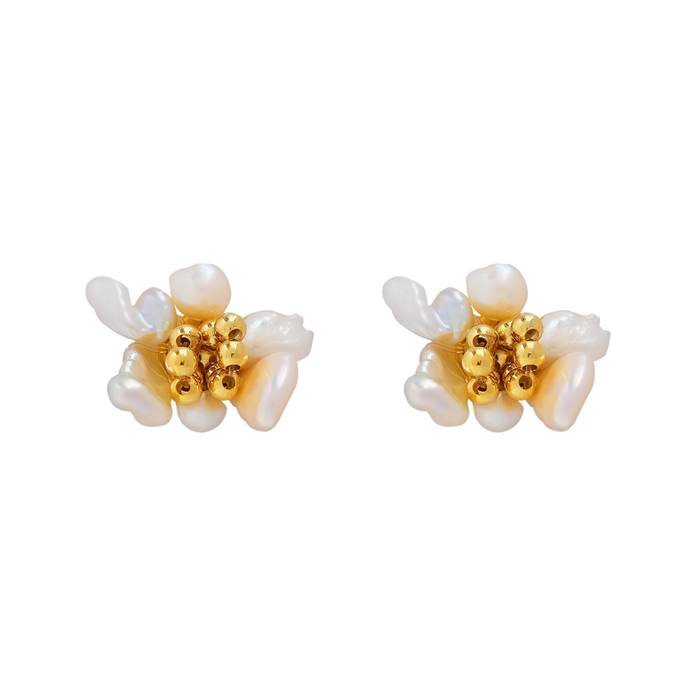 1 Pair Vacation Flower Enamel Plating Imitation Pearl Copper 18K Gold Plated Ear Studs display picture 6