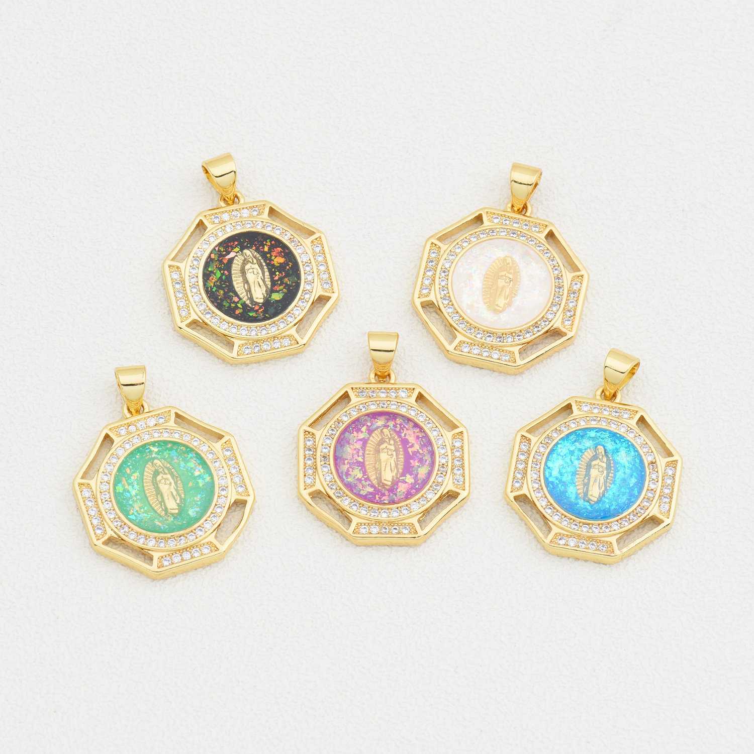 1 Piece 21 * 23mm Copper Zircon 18K Gold Plated Human Geometric Polished Pendant display picture 2