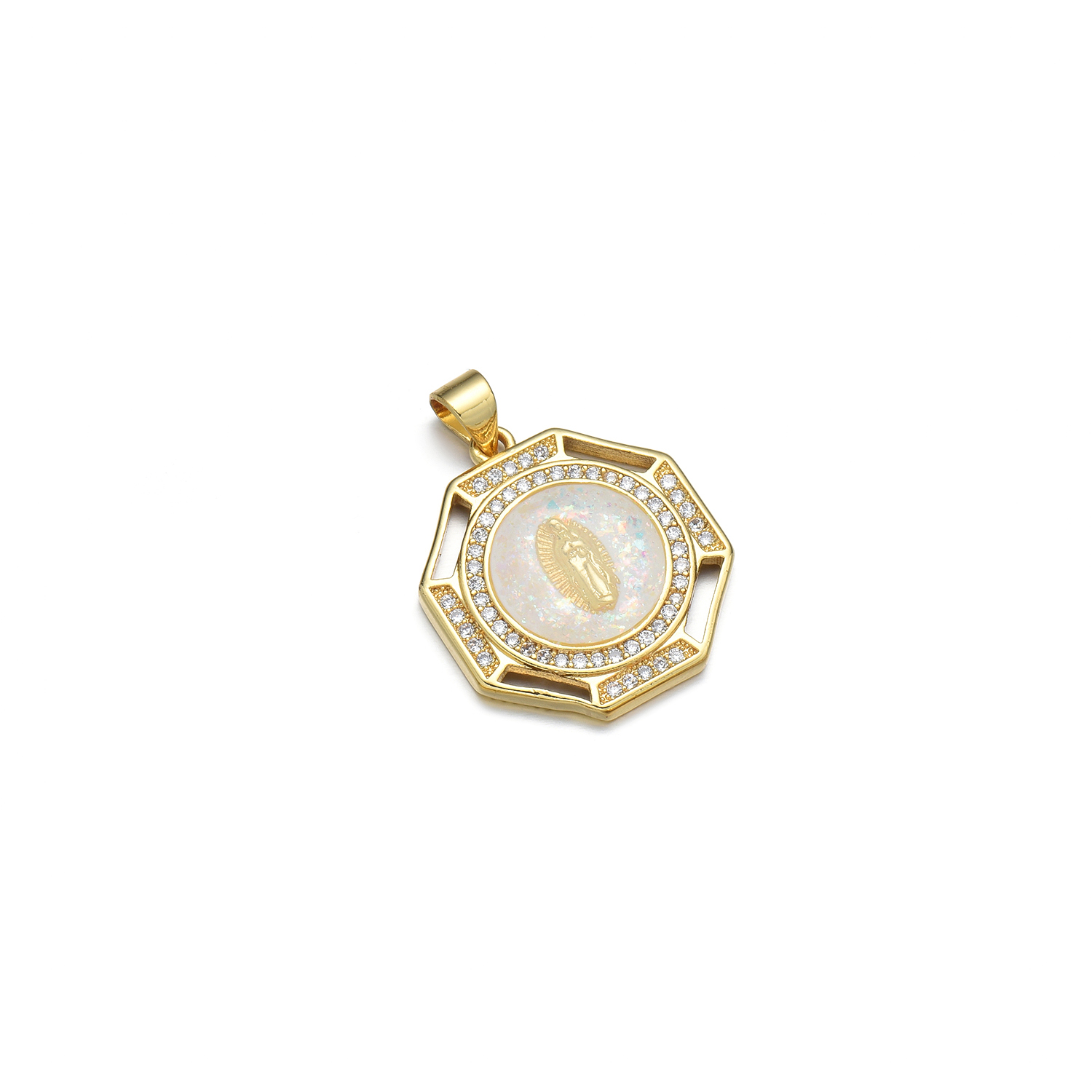 1 Piece 21 * 23mm Copper Zircon 18K Gold Plated Human Geometric Polished Pendant display picture 3