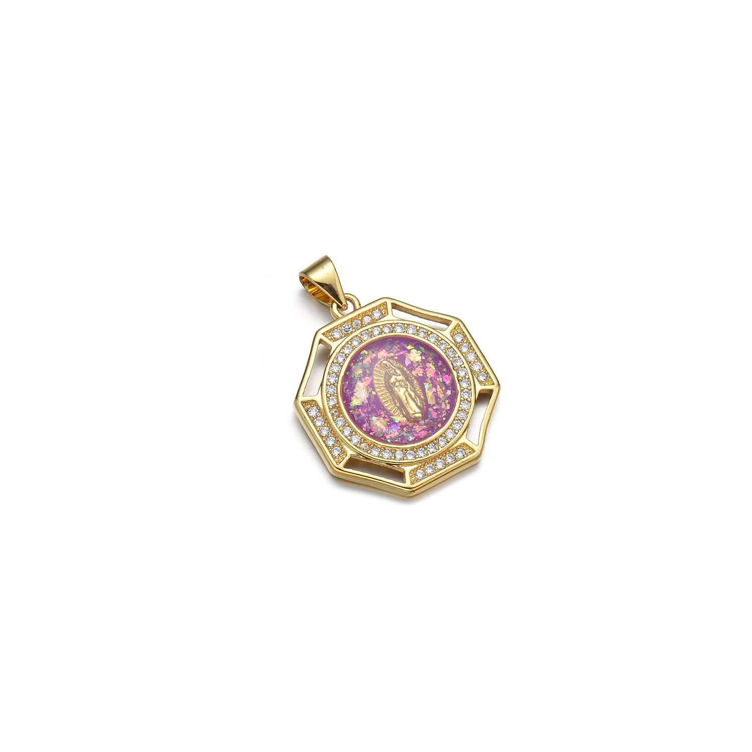1 Piece 21 * 23mm Copper Zircon 18K Gold Plated Human Geometric Polished Pendant display picture 7