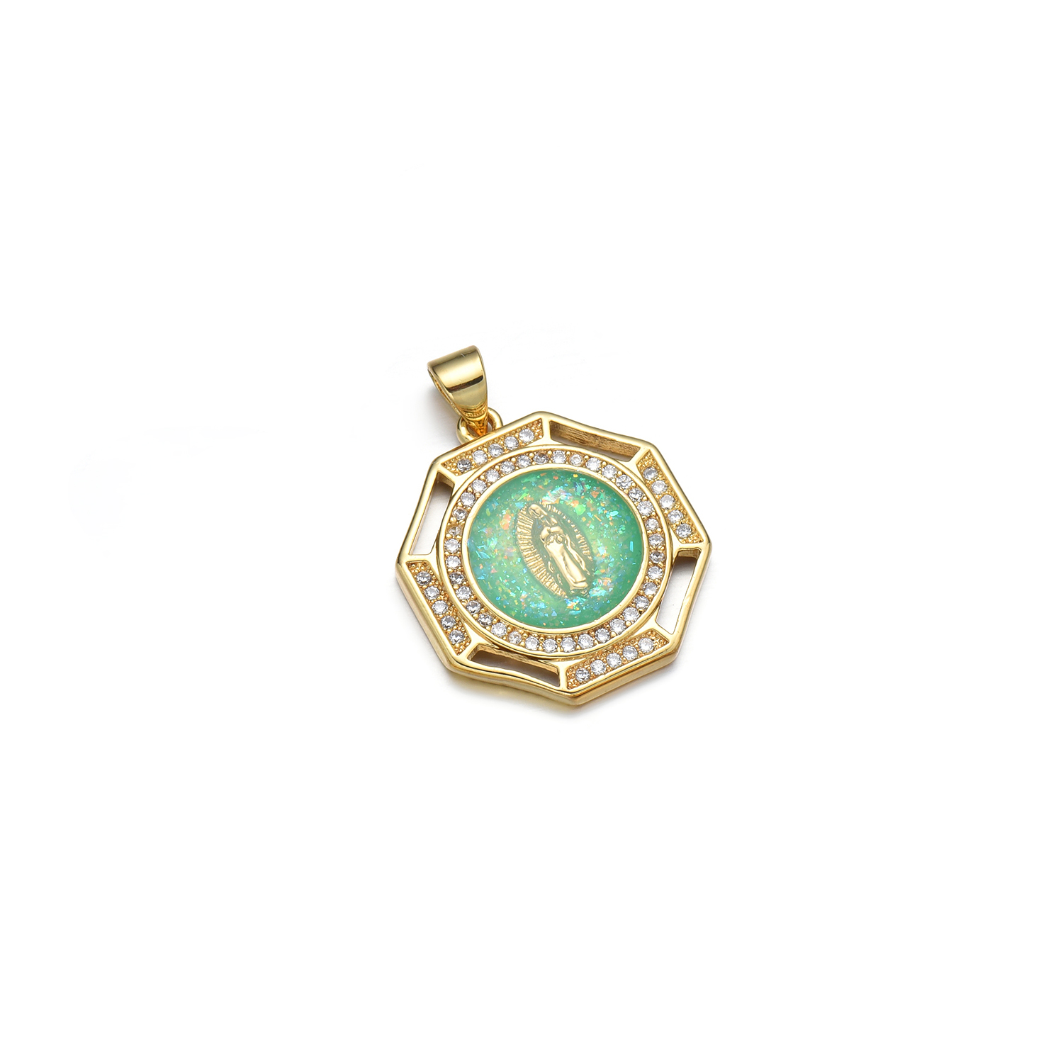 1 Piece 21 * 23mm Copper Zircon 18K Gold Plated Human Geometric Polished Pendant display picture 5