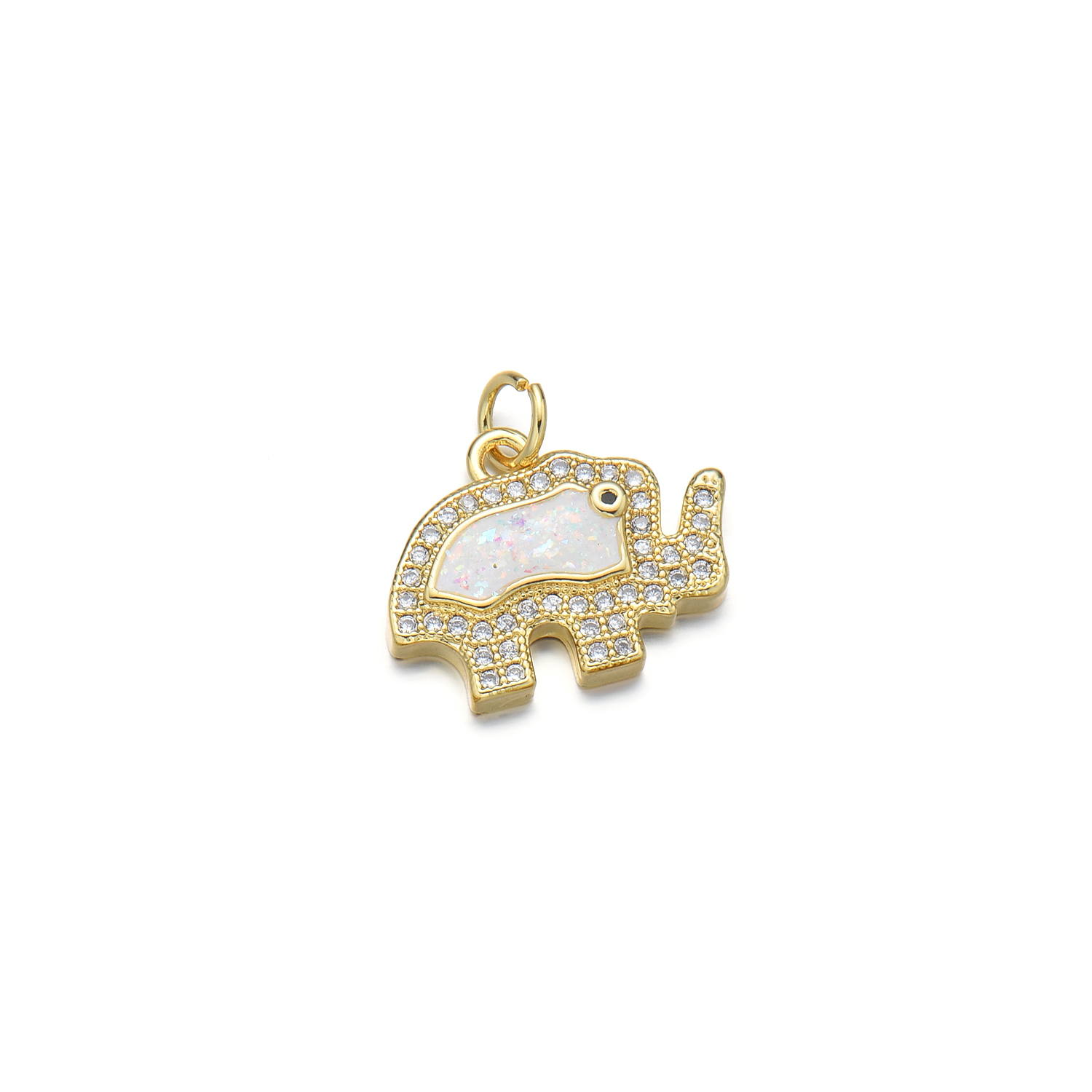 1 Piece 17 * 15mm Copper Zircon 18K Gold Plated Elephant Polished Pendant display picture 4