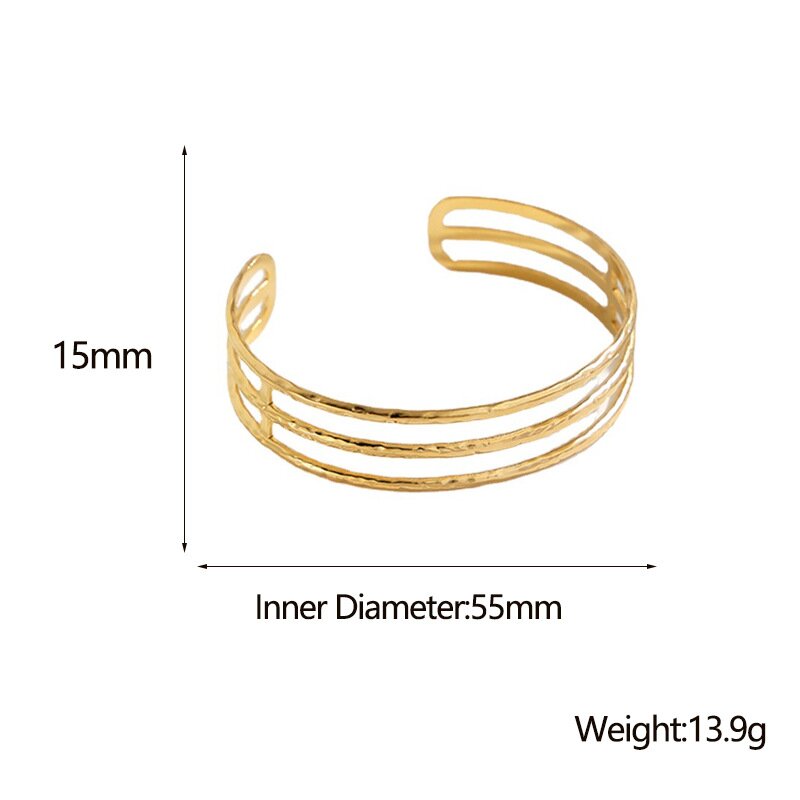 Vintage Style Simple Style Square Leaves Solid Color 304 Stainless Steel 18K Gold Plated Bangle In Bulk display picture 4