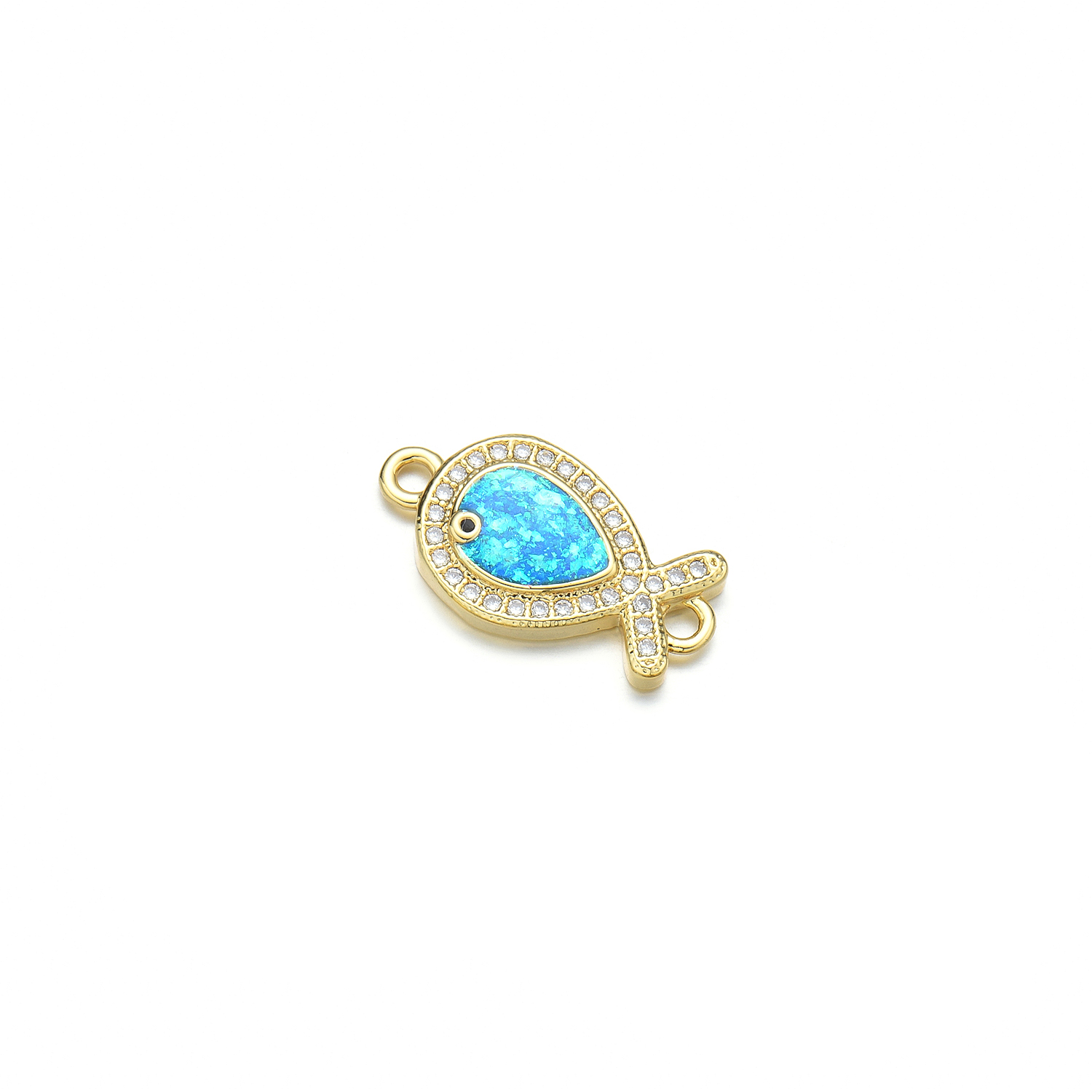 1 Piece 11 * 21mm 21 * 11mm Copper Zircon 18K Gold Plated Fish Polished Pendant display picture 12