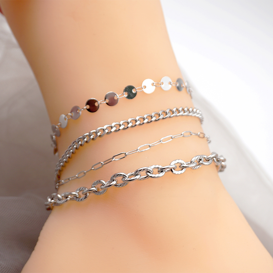 Simple Style Geometric Solid Color Titanium Steel Women's Anklet display picture 2