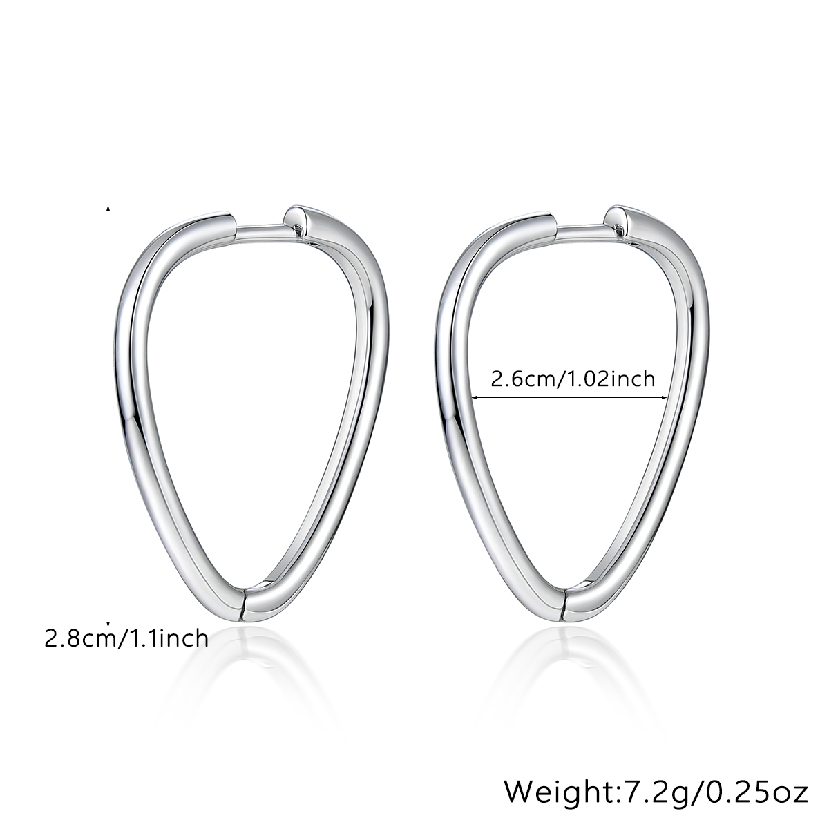 1 Pair Casual Simple Style Geometric Sterling Silver White Gold Plated Hoop Earrings display picture 3