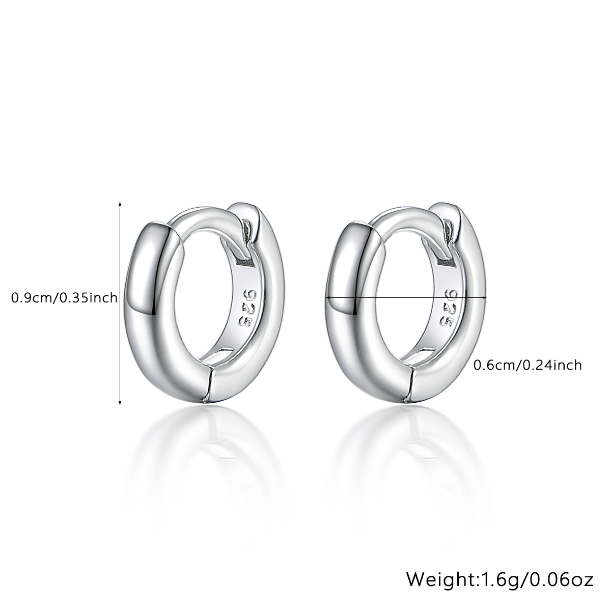 1 Pair Casual Simple Style Geometric Sterling Silver White Gold Plated Hoop Earrings display picture 2