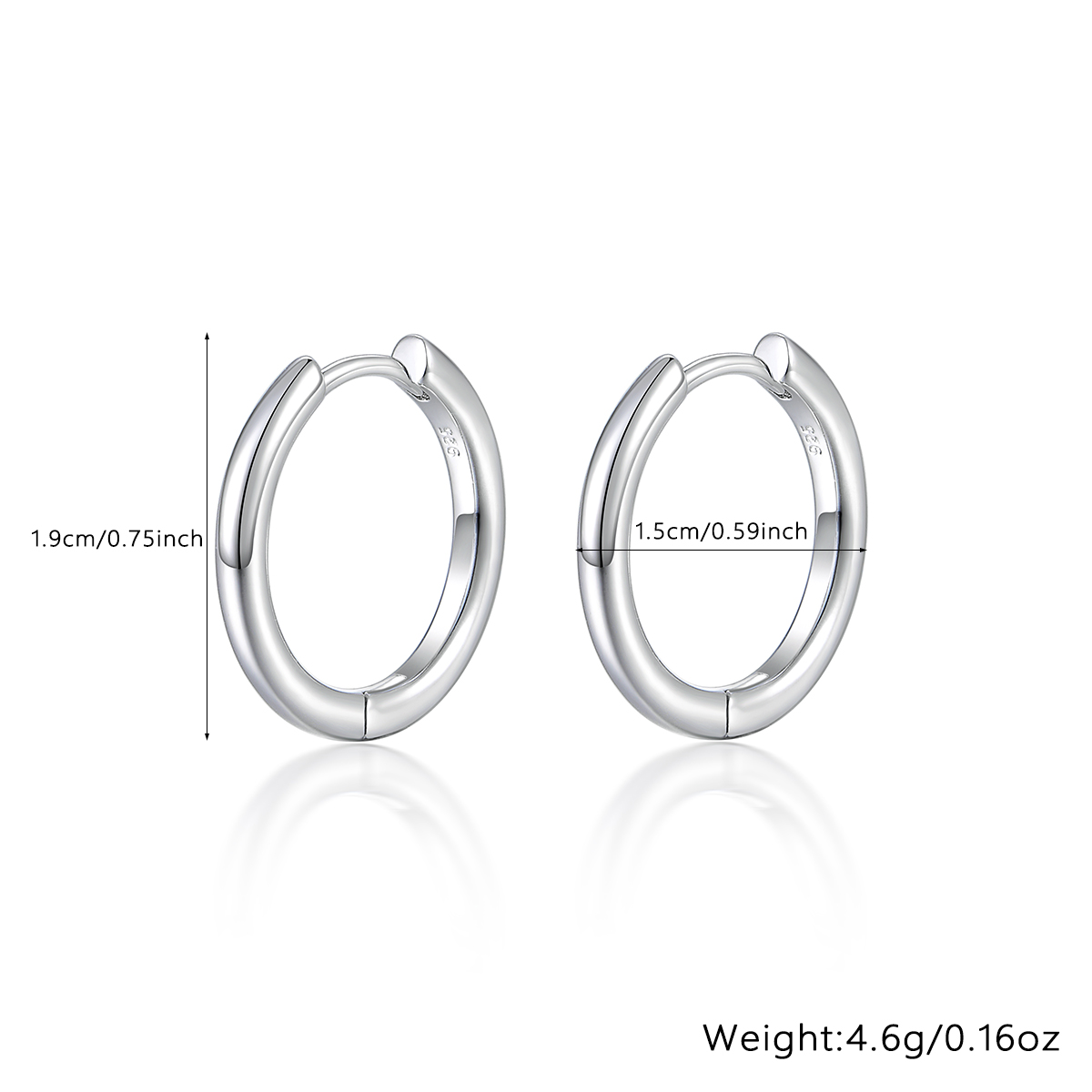1 Pair Casual Simple Style Geometric Sterling Silver White Gold Plated Hoop Earrings display picture 4