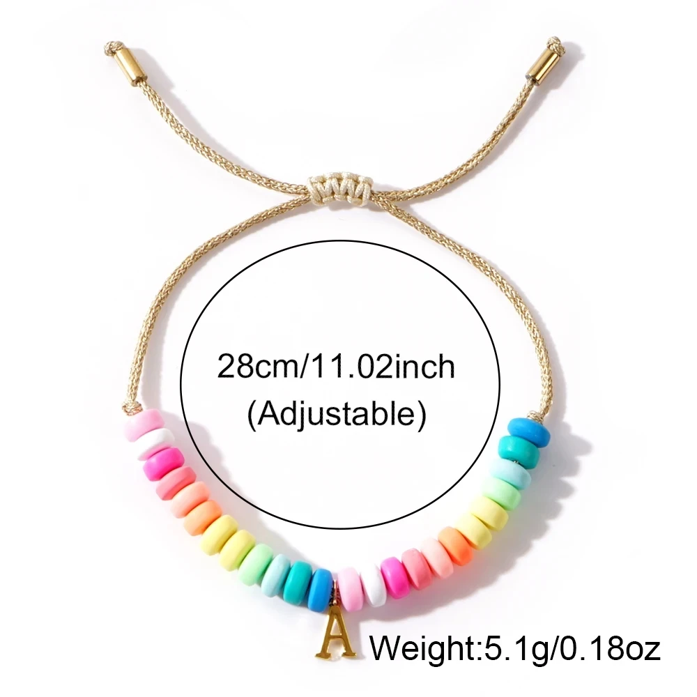 IG Style Handmade Bohemian Letter Rainbow Beaded Soft Clay Copper Beaded 18K Gold Plated Women's Bracelets display picture 17