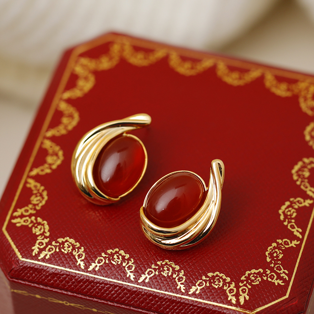 1 Pair IG Style Simple Style Geometric Inlay Copper Resin 18K Gold Plated Ear Studs display picture 5