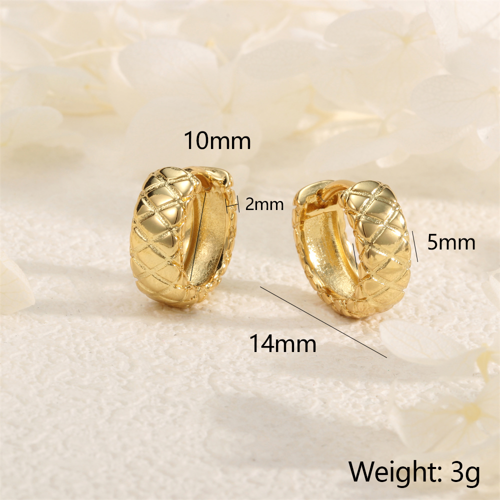 1 Pair IG Style Romantic Commute Round Lingge Copper 18K Gold Plated Earrings display picture 2