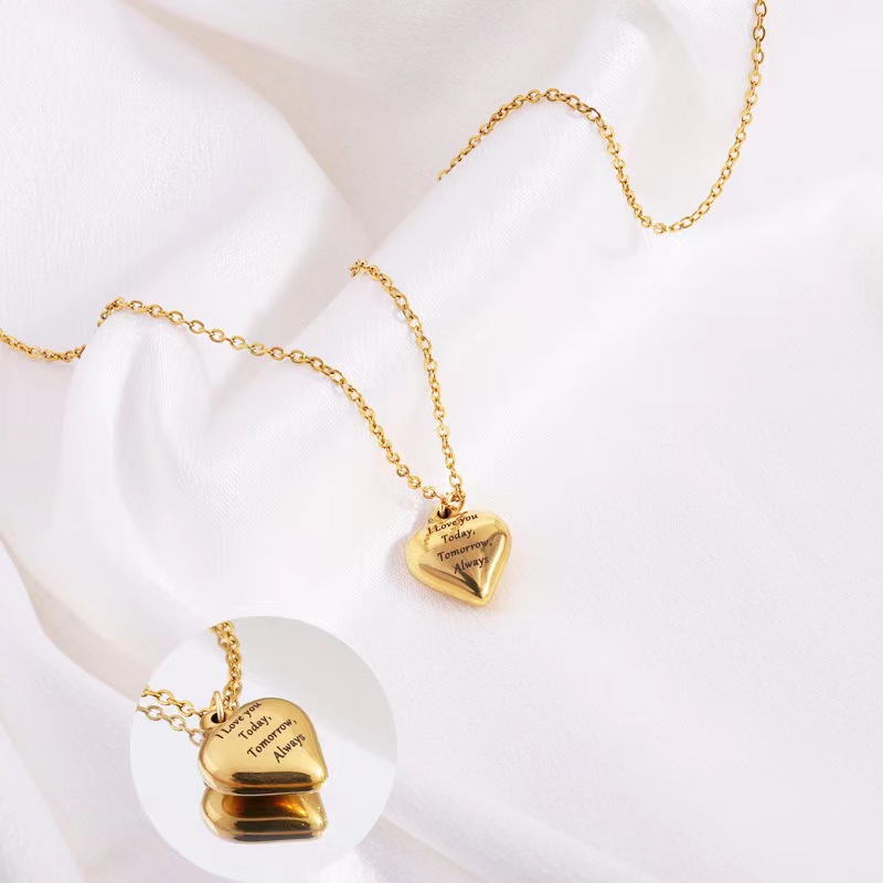 Acero Inoxidable Chapados en oro de 18k Estilo Simple Estilo Clásico Forma De Corazón Collar Colgante display picture 2