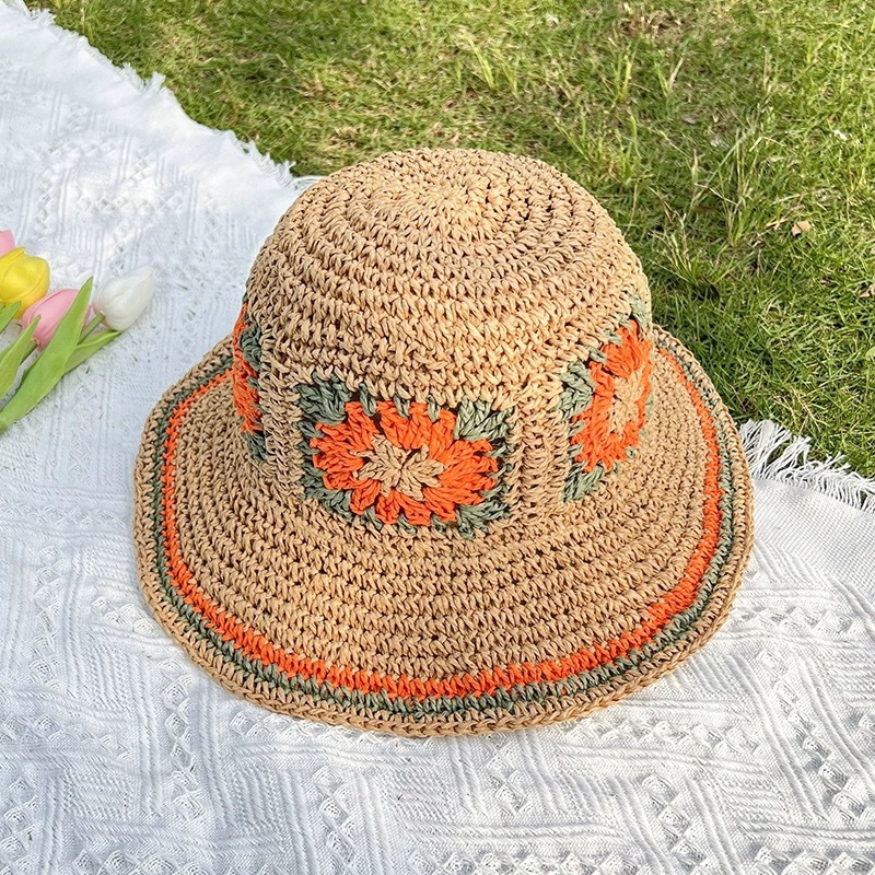 Women's Vacation Beach Flower Braid Big Eaves Sun Hat display picture 2