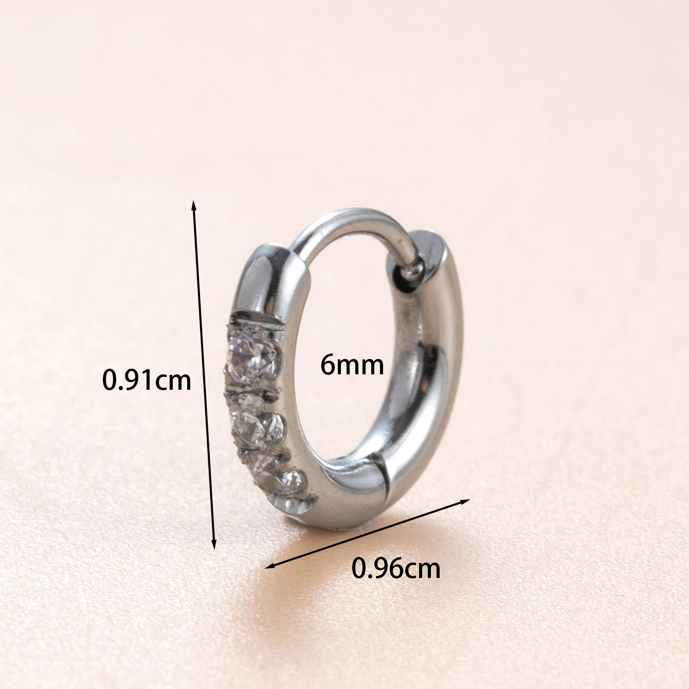 1 Piece IG Style Simple Style Geometric Heart Shape Inlay Copper Zircon Ear Studs Cartilage Earrings display picture 2