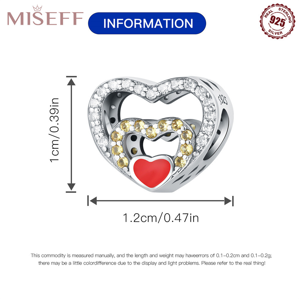1 Piece 12*10mm 5*10mm Diameter 10mm Sterling Silver Zircon Heart Shape Polished Beads display picture 17
