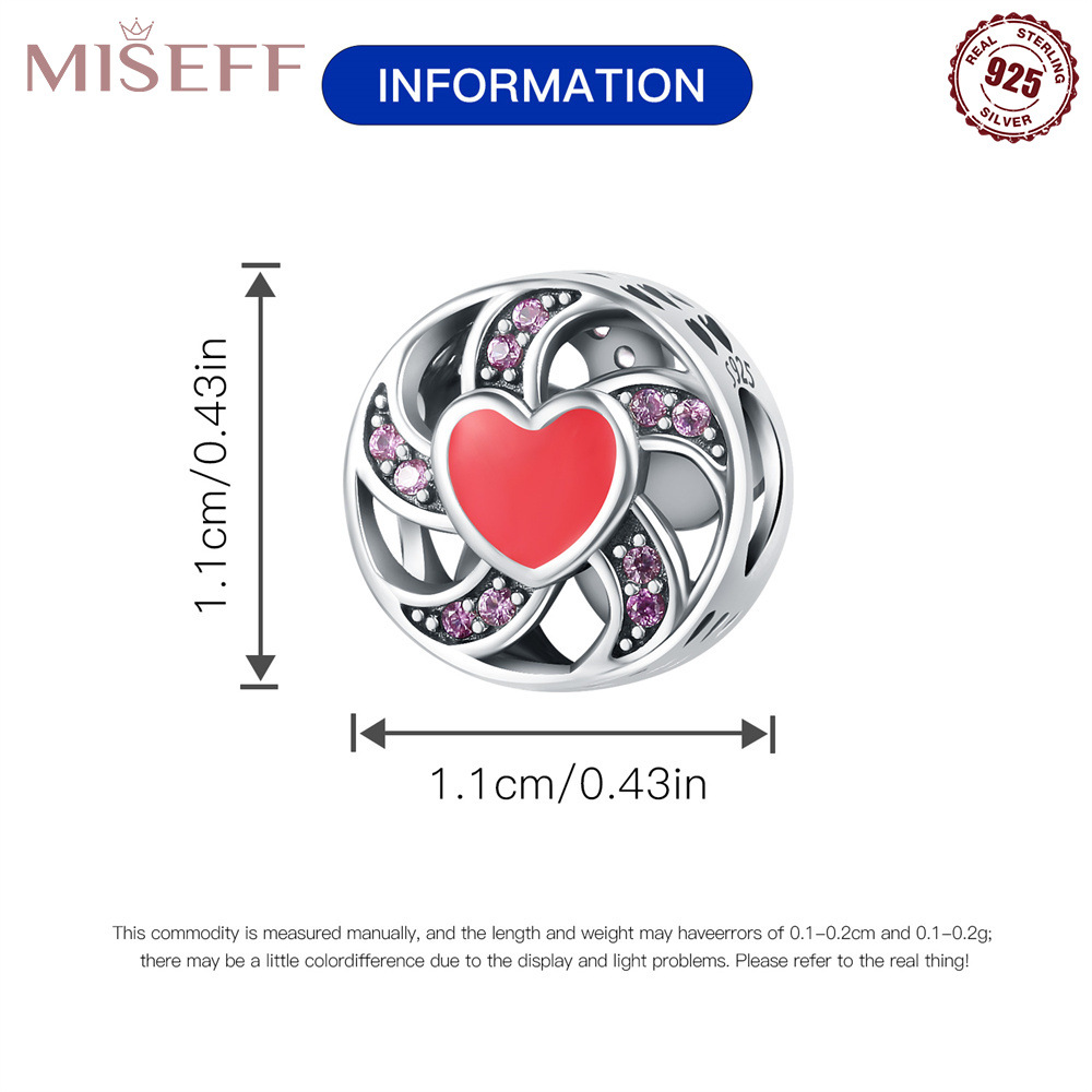 1 Piece 12*10mm 5*10mm Diameter 10mm Sterling Silver Zircon Heart Shape Polished Beads display picture 9