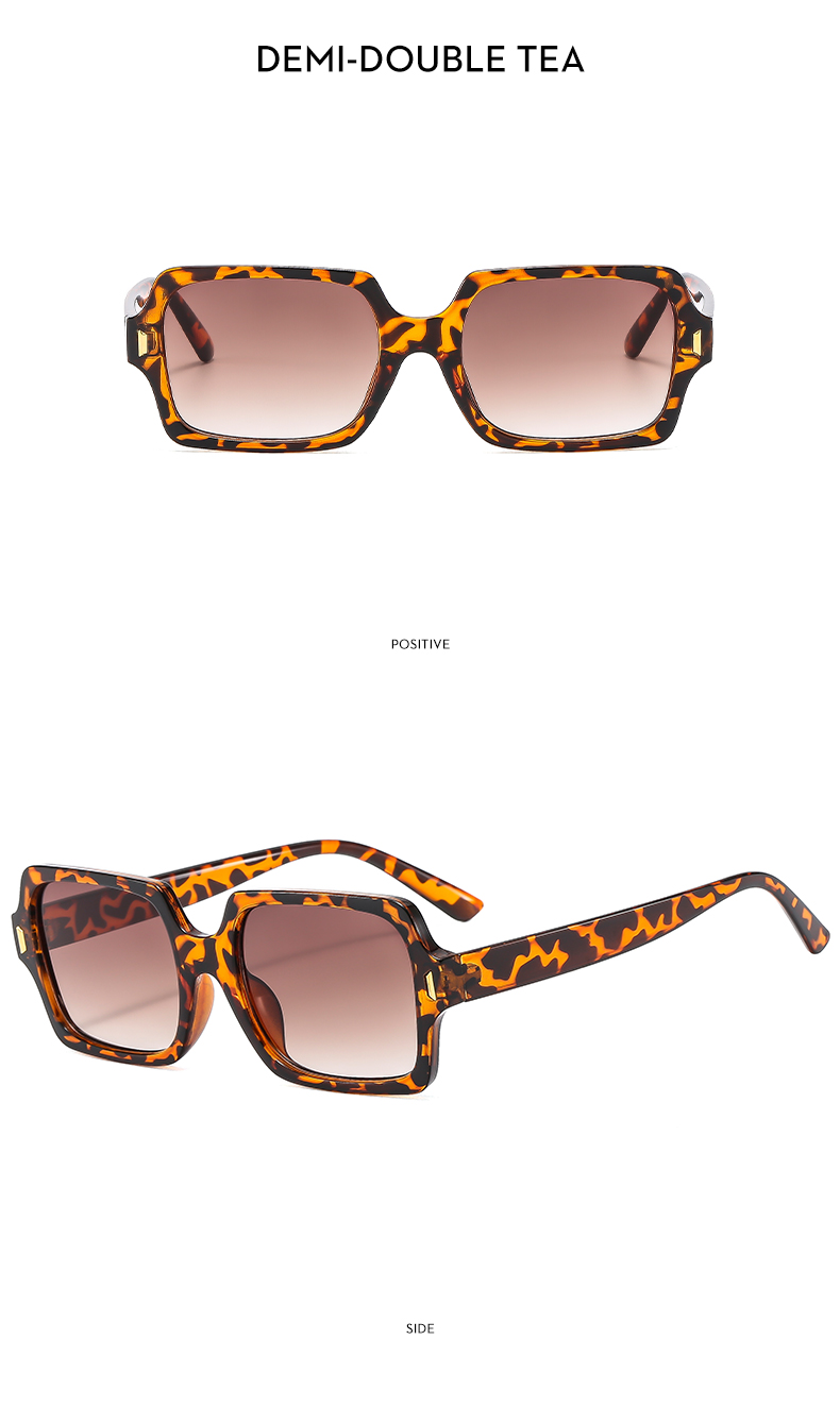 Hawaiian Streetwear Solid Color Leopard Ac Square Full Frame Women's Sunglasses display picture 7