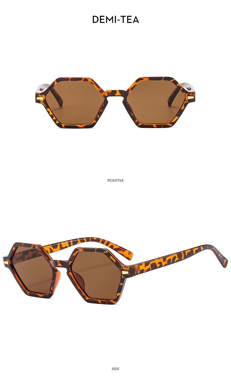 Vintage Style Solid Color Leopard Ac Polygon Full Frame Women's Sunglasses display picture 7