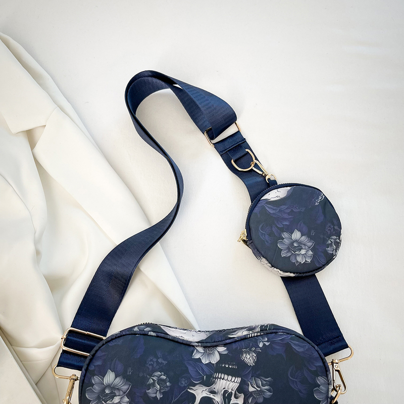 Unisex Medium Nylon Skull Streetwear Zipper Bag Sets Crossbody Bag display picture 6