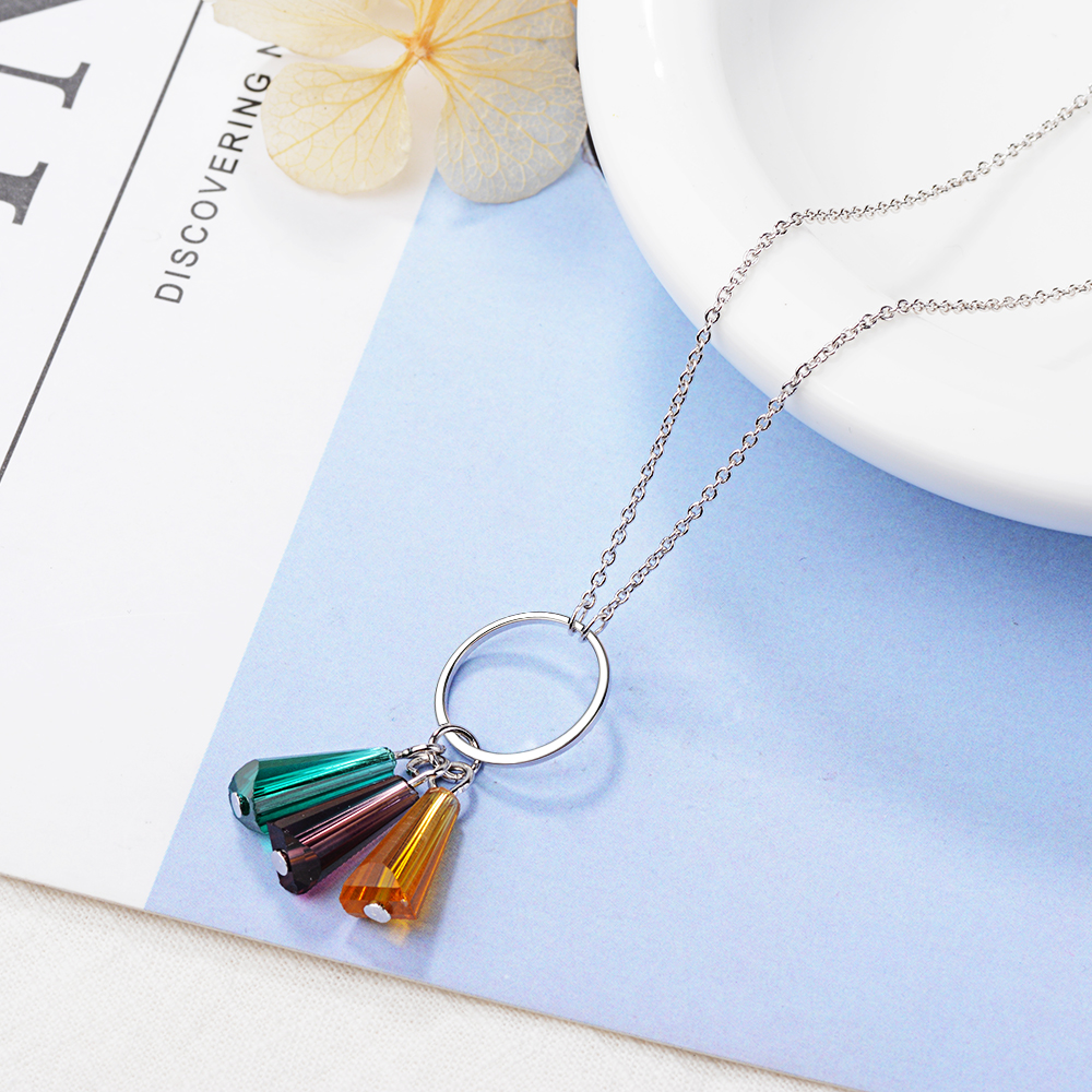 Artificial Crystal Copper Simple Style Classic Style Tassel Color Block Pendant Necklace display picture 3