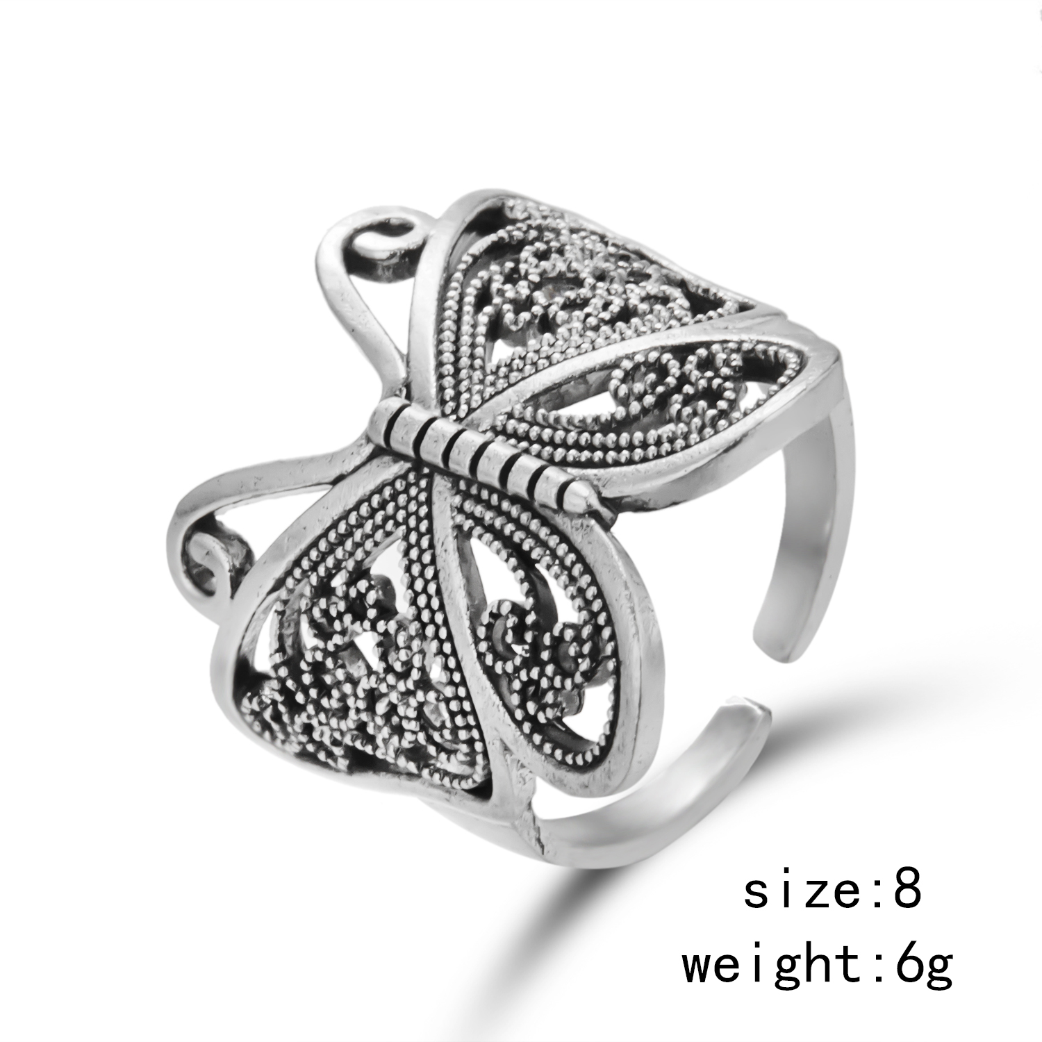 Gothic Retro Cool Style Butterfly Alloy Hollow Out Women's Open Rings display picture 7