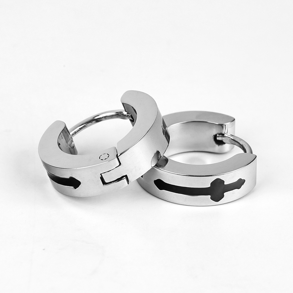 1 Pair Simple Style Classic Style Cross Polishing Epoxy 201 Stainless Steel Earrings display picture 3