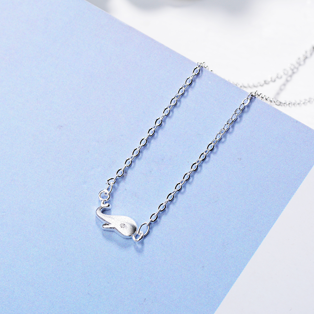 Le Cuivre Plaqué Argent Mignon Incruster Baleine Zircon Collier display picture 6