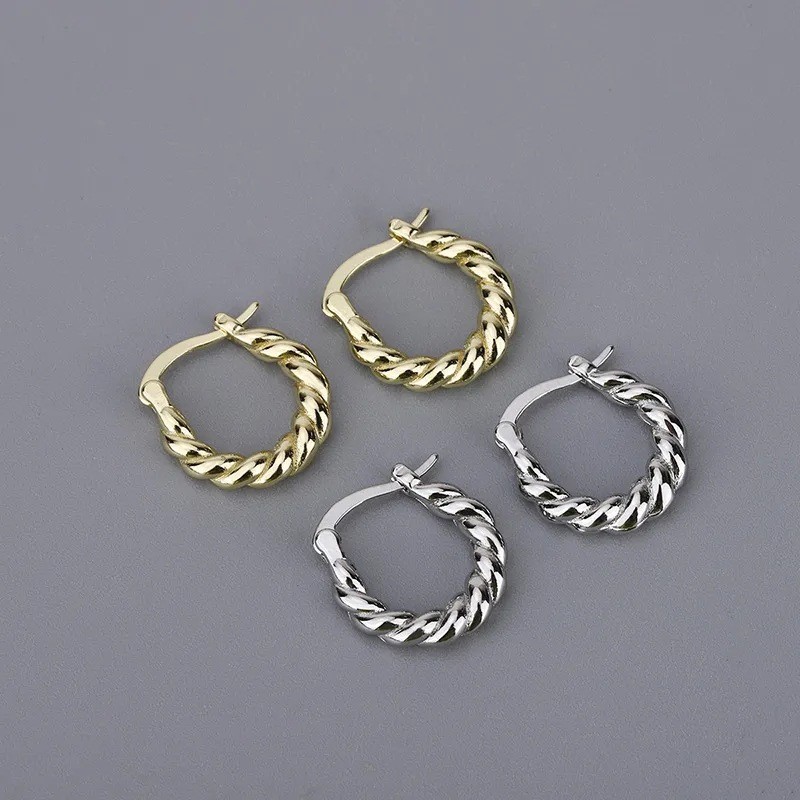 1 Pair Casual Simple Style Twist Plating 304 Stainless Steel 18K Gold Plated Earrings display picture 3