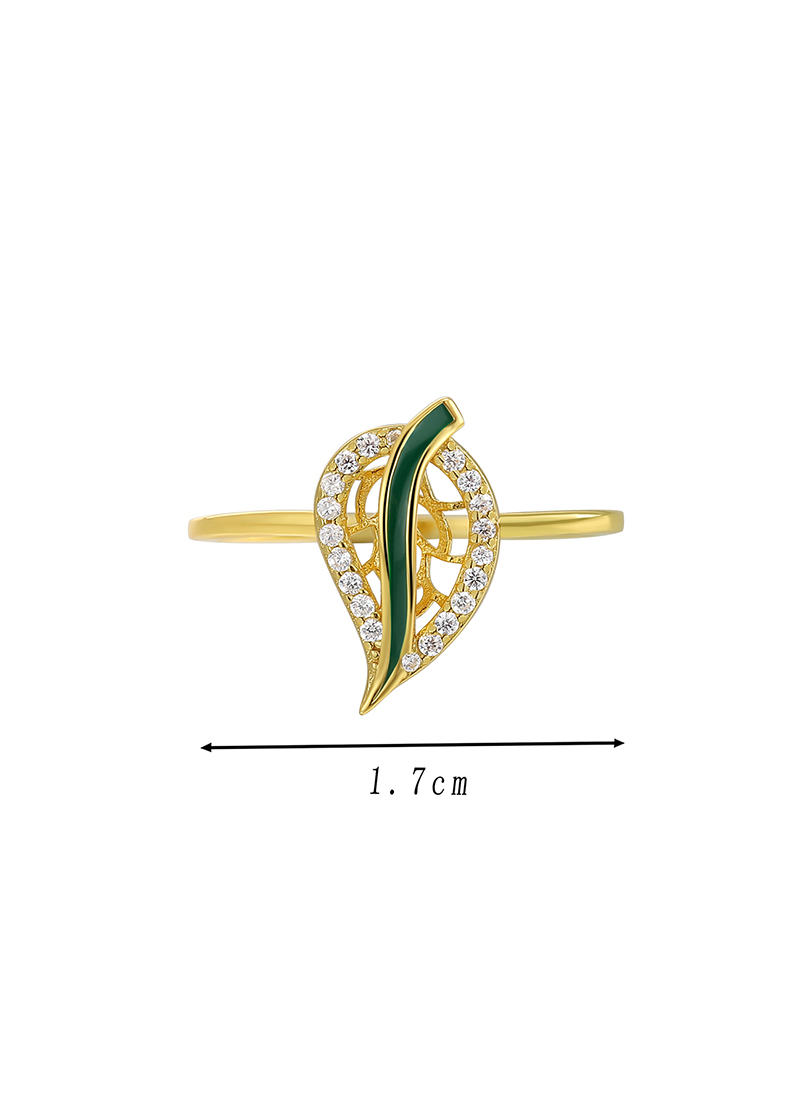 Casual Simple Style Leaves Sterling Silver Enamel Inlay Zircon 18K Gold Plated Women's Rings Earrings Necklace display picture 14