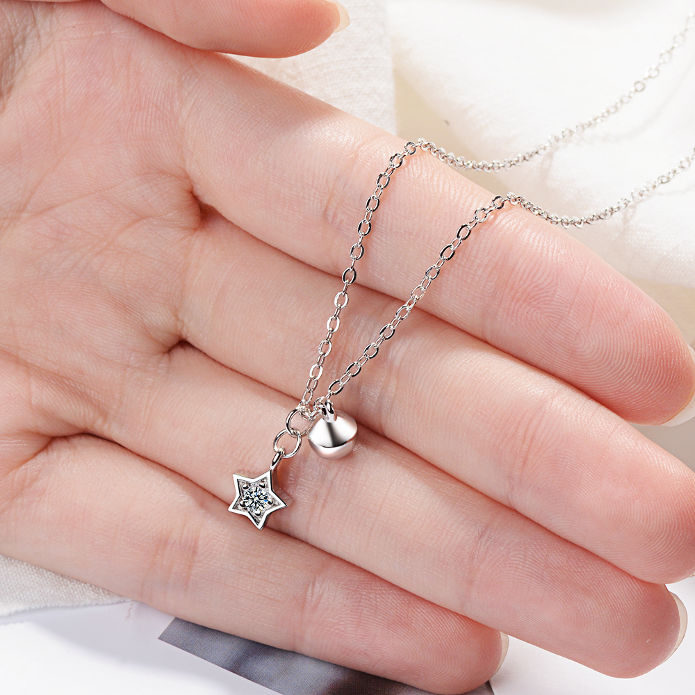 Copper White Gold Plated Simple Style Inlay Star Zircon Pendant Necklace display picture 6