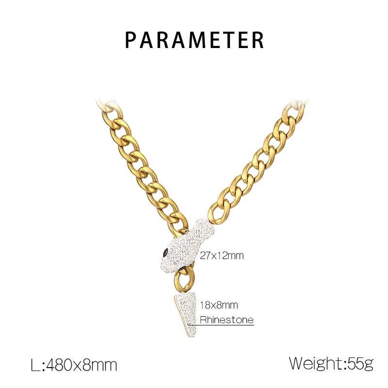 304 Stainless Steel 18K Gold Plated Simple Style Snake Pendant Necklace display picture 1