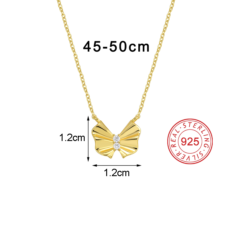 Sterling Silver 18K Gold Plated Sweet Simple Style Hollow Out Inlay Oval Bow Knot Zircon Necklace display picture 12