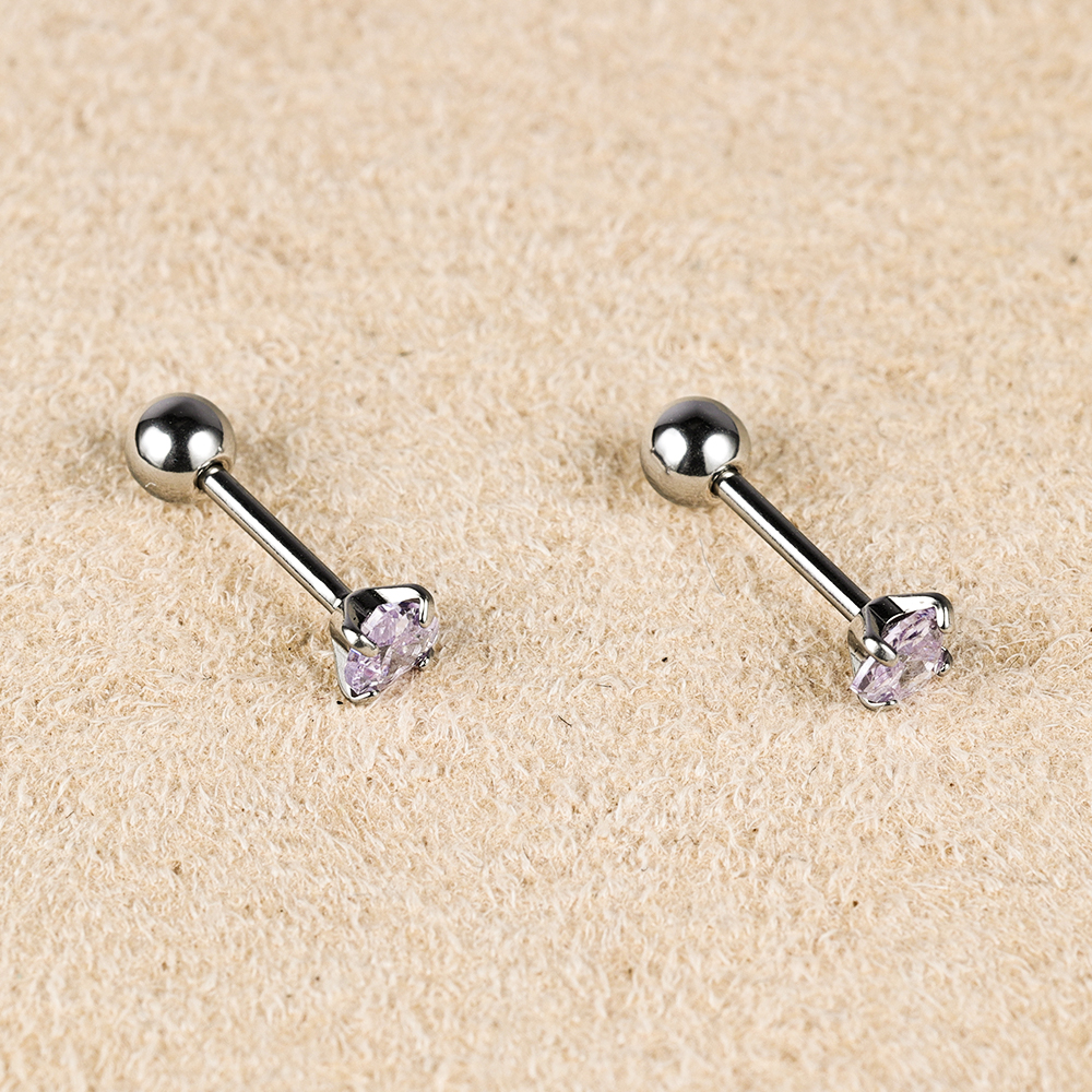 1 Pair Simple Style Classic Style Heart Shape Polishing Inlay 302 Stainless Steel Zircon Ear Studs display picture 1