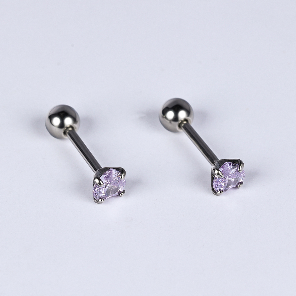 1 Pair Simple Style Classic Style Heart Shape Polishing Inlay 302 Stainless Steel Zircon Ear Studs display picture 3