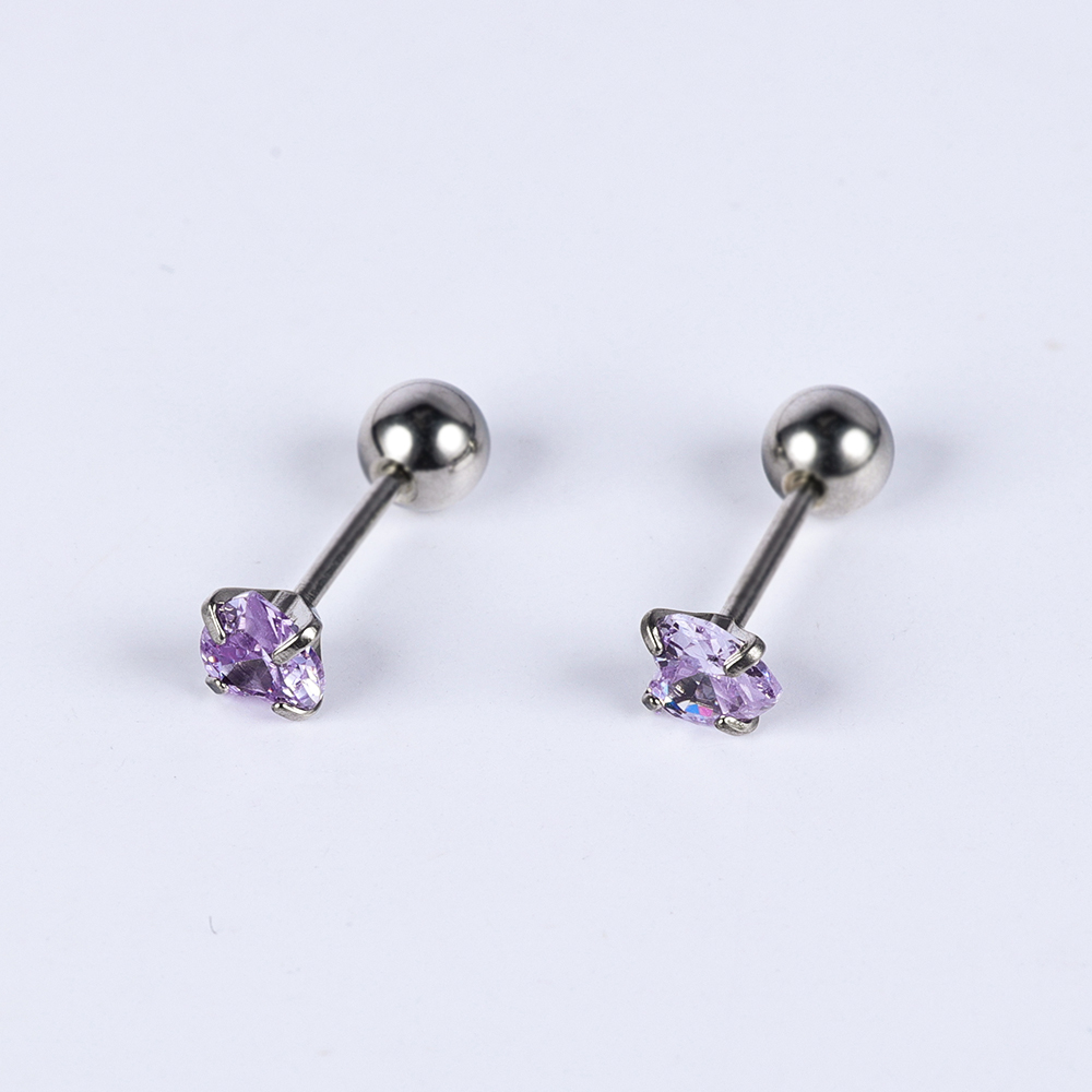 1 Pair Simple Style Classic Style Heart Shape Polishing Inlay 302 Stainless Steel Zircon Ear Studs display picture 7