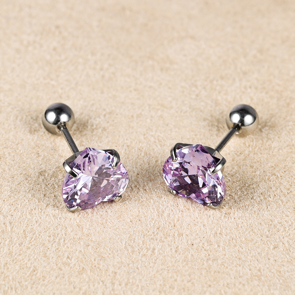 1 Pair Simple Style Classic Style Heart Shape Polishing Inlay 302 Stainless Steel Zircon Ear Studs display picture 15