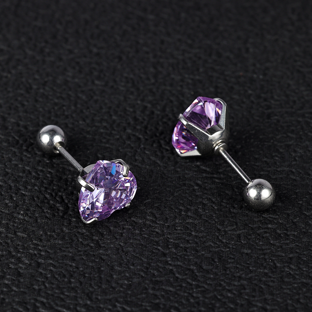1 Pair Simple Style Classic Style Heart Shape Polishing Inlay 302 Stainless Steel Zircon Ear Studs display picture 16