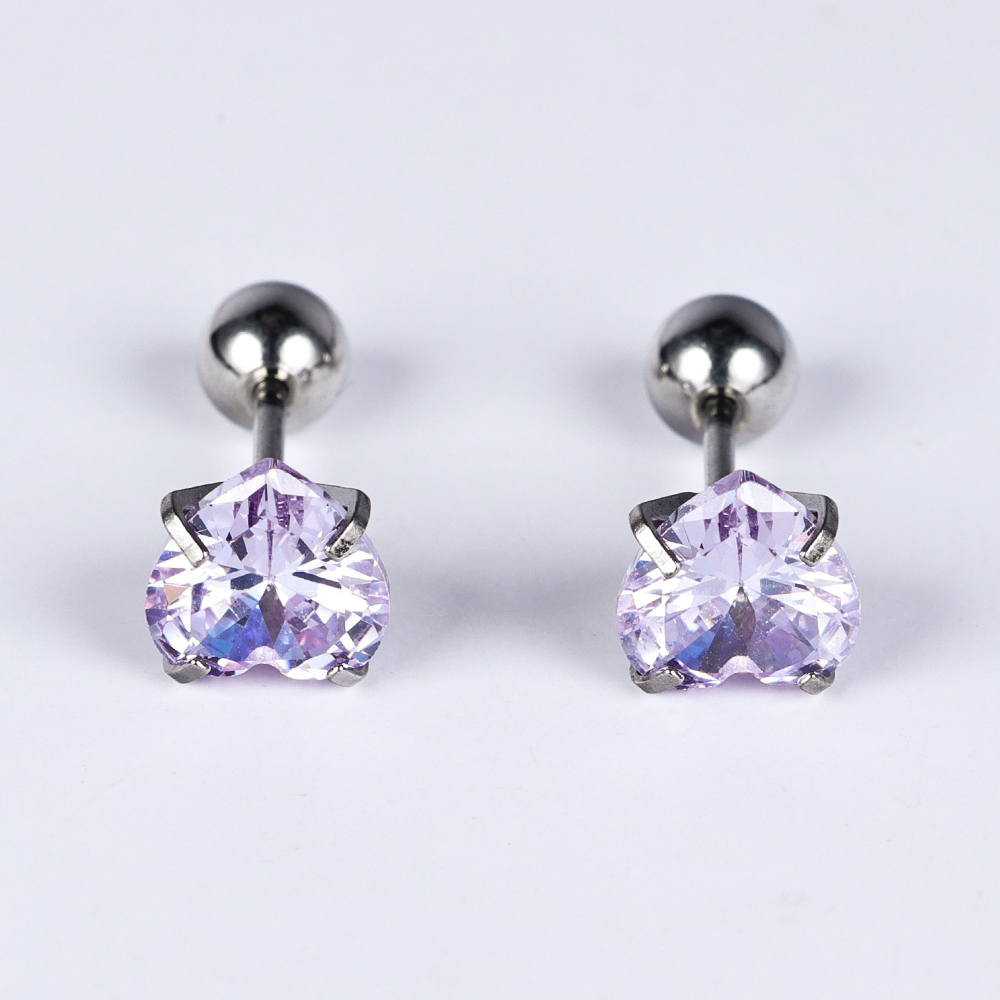 1 Pair Simple Style Classic Style Heart Shape Polishing Inlay 302 Stainless Steel Zircon Ear Studs display picture 18