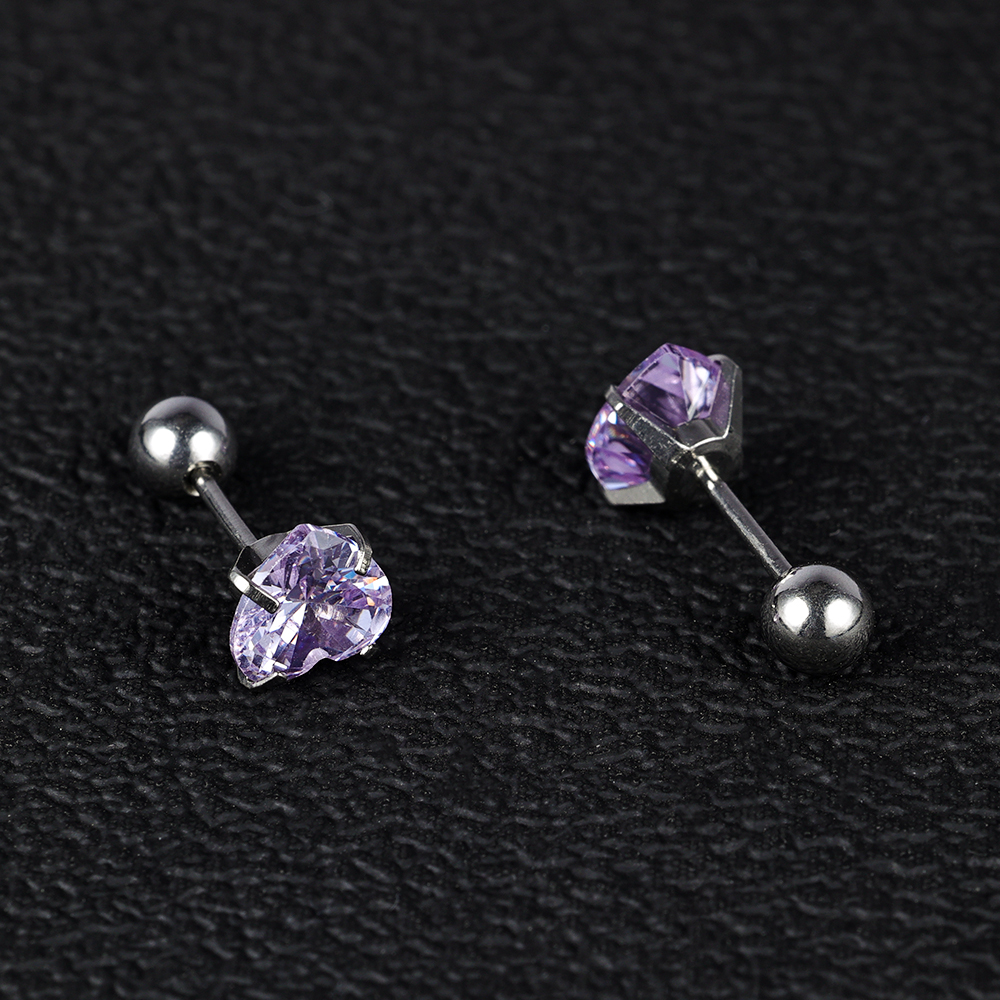 1 Pair Simple Style Classic Style Heart Shape Polishing Inlay 302 Stainless Steel Zircon Ear Studs display picture 20