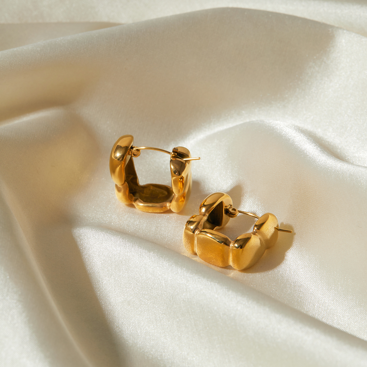 1 Paar IG-Stil Einfacher Stil Quadrat Edelstahl 304 18 Karat Vergoldet Ohrringe display picture 4