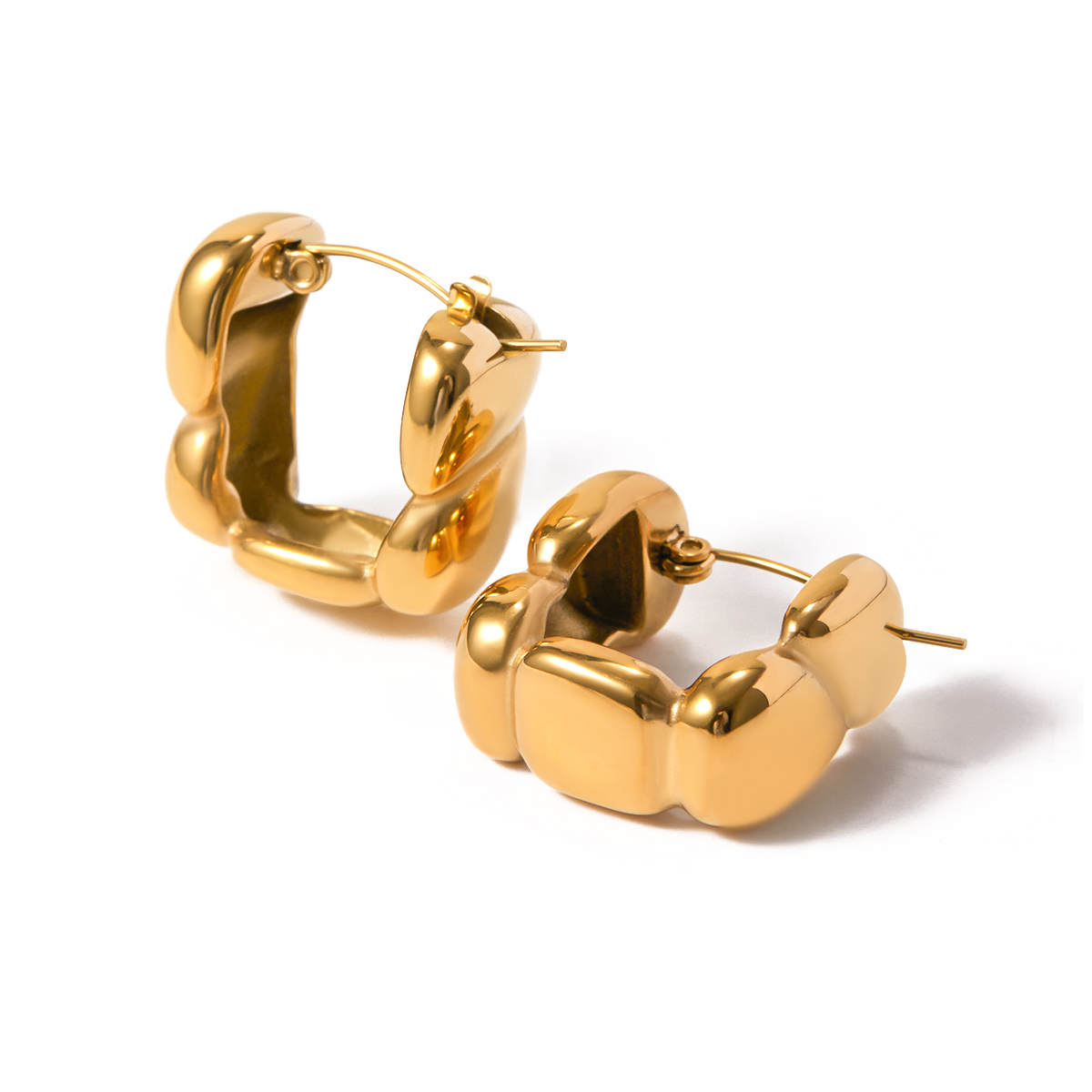 1 Paar IG-Stil Einfacher Stil Quadrat Edelstahl 304 18 Karat Vergoldet Ohrringe display picture 3