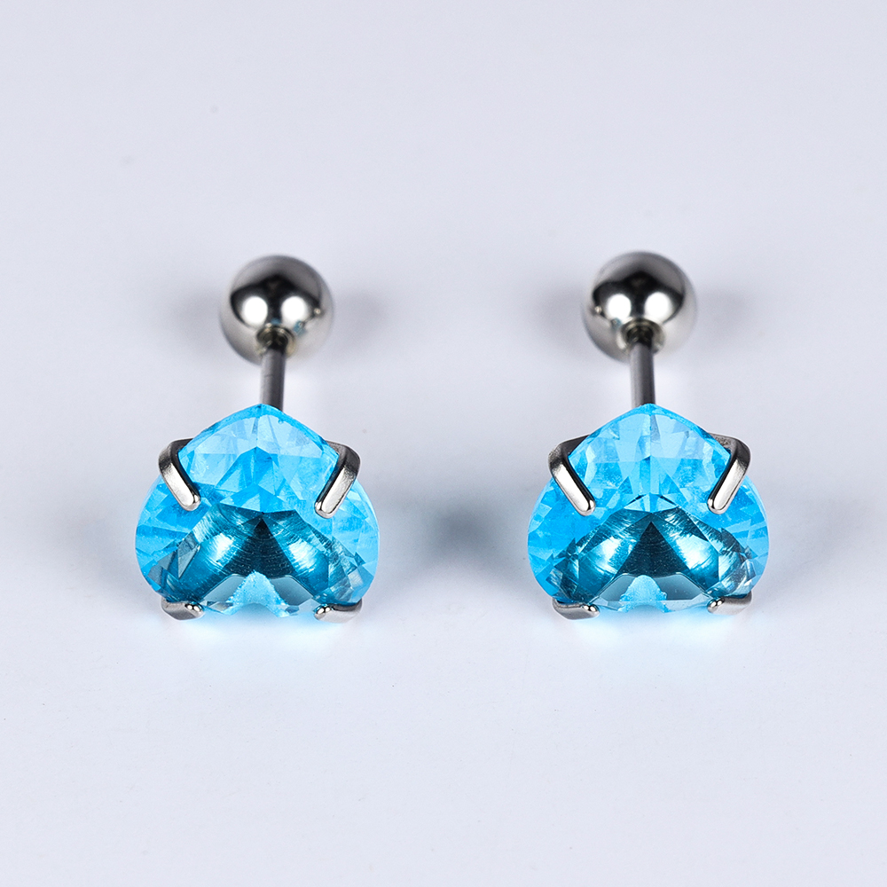 1 Pair Simple Style Classic Style Heart Shape Polishing Inlay 302 Stainless Steel Zircon Ear Studs display picture 34